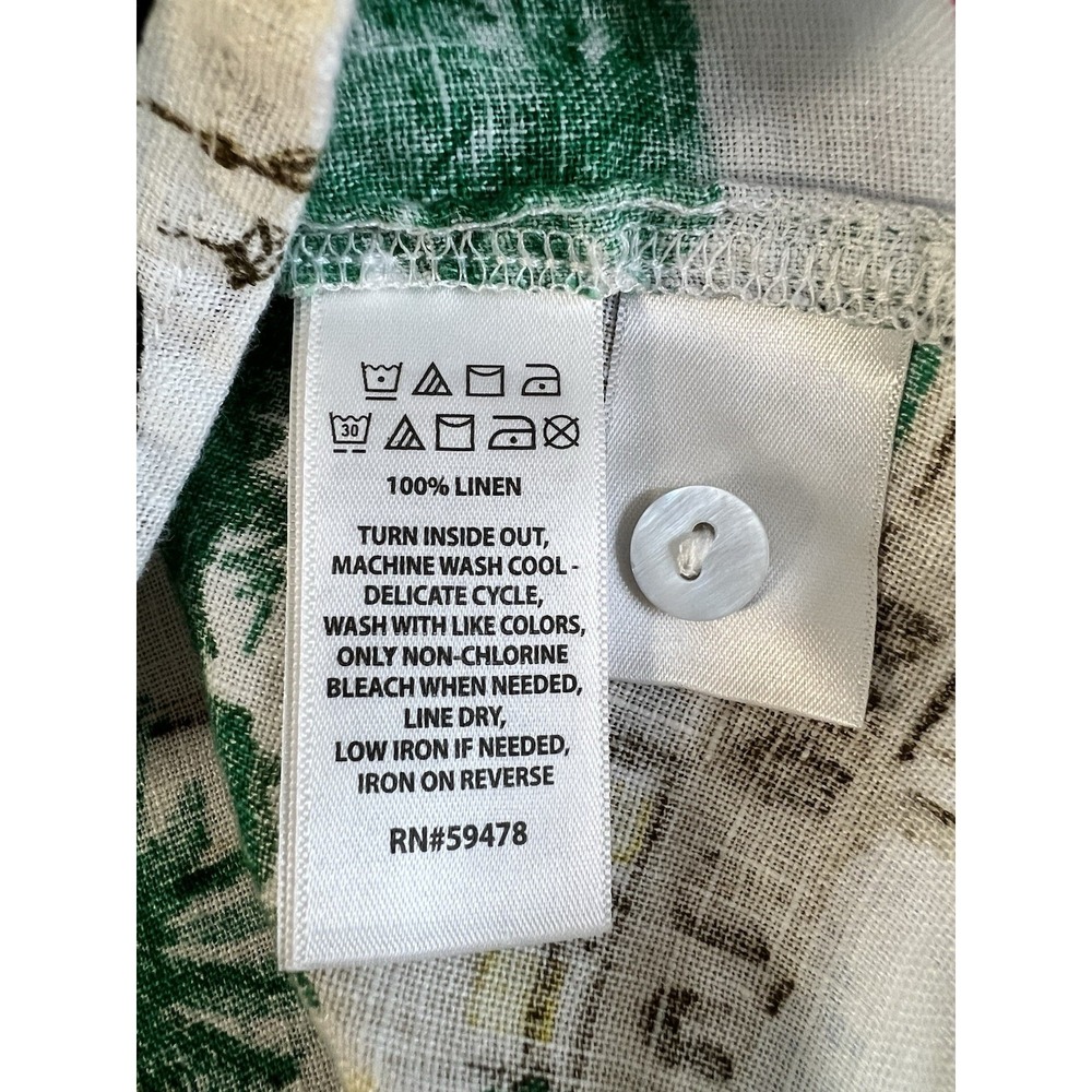 Cynthia Rowley Womens Plus 1X Blouse Shirt Amalfi Coast 100% Linen Rolled Cuff - Picture 7 of 13